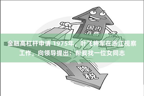 金融高杠杆申请 1975年，叶飞将军在浙江视察工作，向领导提出：帮我找一位女同志