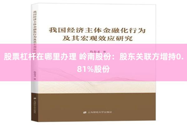 股票杠杆在哪里办理 岭南股份：股东关联方增持0.81%股份